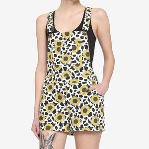 Sunflower Cow Print Shortalls